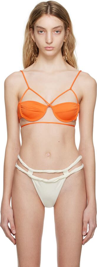 Jacquemus Orange Le Raphia Le Haut De Maillot Signature Bikini Top