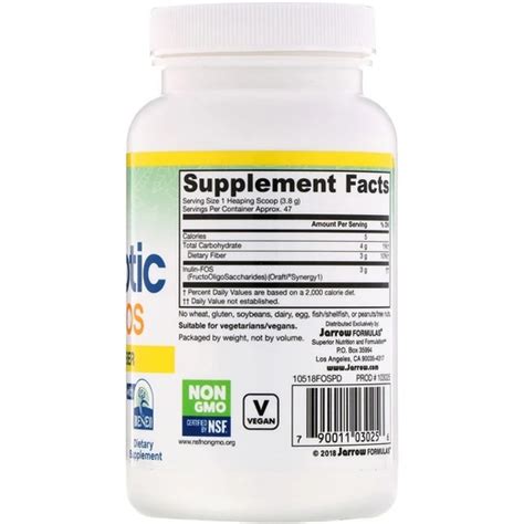 Jarrow Formulas, пребиотик, инулин с фруктоолигосахаридами, порошок ...