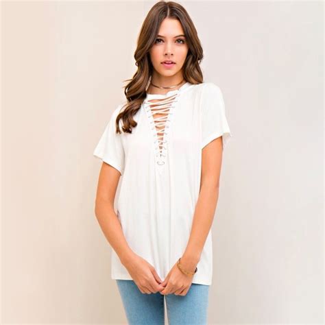 Front Lace Up T Shirt More Colors Lace Up T Shirt T Shirts For Women Lace Up