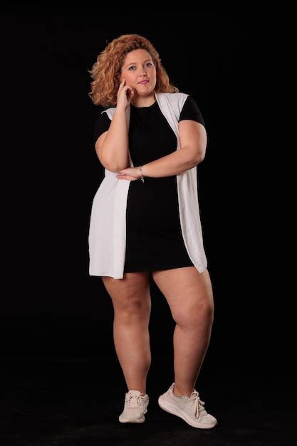 Premium Photo Plus Size Blonde Woman In Photo Studio On Black