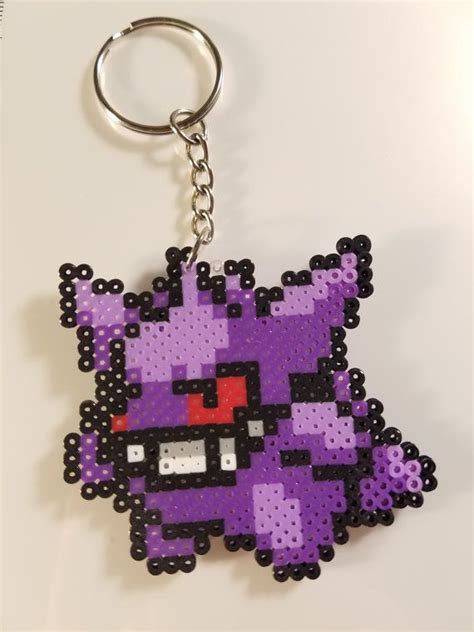 Pokemon Gengar Pixel Perler Keychain Phone Charm Phone Plug Etsy Australia Perler Bead Art