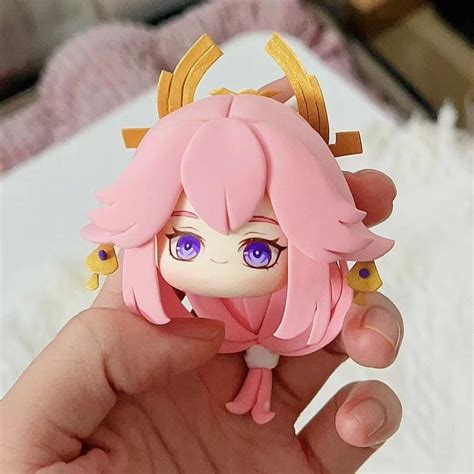 Genshin Impact Yae Miko Clay Figurine Refrigerator Magnets Genshin Yae