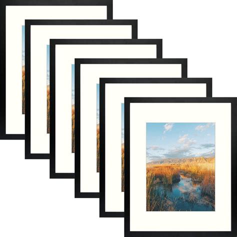 Golden State Art 16x20 Wall Picture Frame With Ivory Mat To Display 11x14 Photos Black 6 Pack