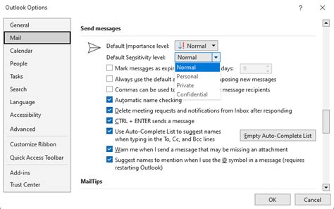 Message Settings Microsoft Outlook Undefined