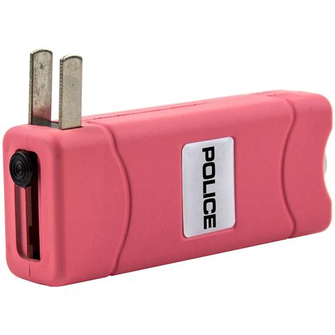 Micro Stun Gun POLICE 801 Rechargeable with Bright LED Flashlight Pink