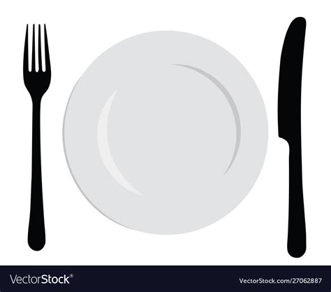 Plate with a fork and knife logo with cutlery Vector Image