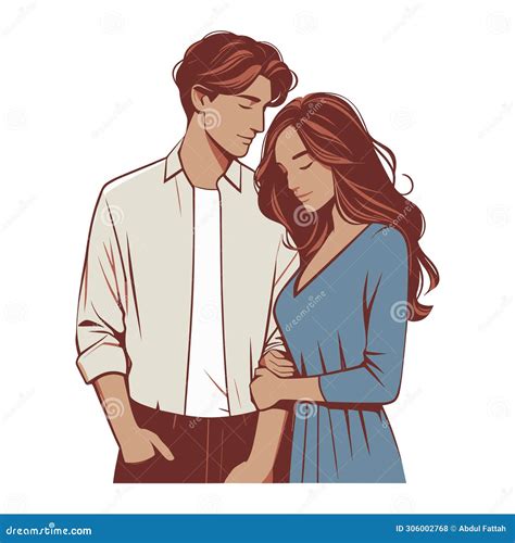 Romantic Couple Lovers Vector Illustration Happy Young Male Female Couple Together Wife And