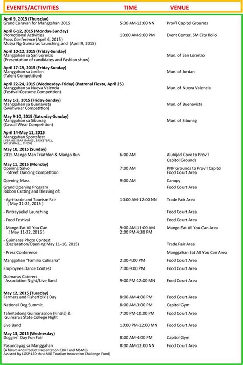 Guimaras Manggahan Festival 2015 Schedule of Activities and Events!