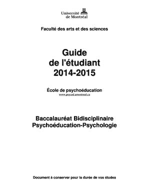 Remplissable En Ligne Psyced Umontreal Facult Des Arts Et Des Sciences