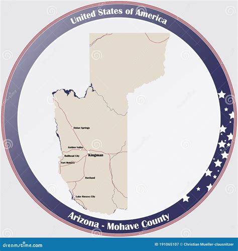Map of Mohave County in Arizona Stock Vector - Illustration of seat