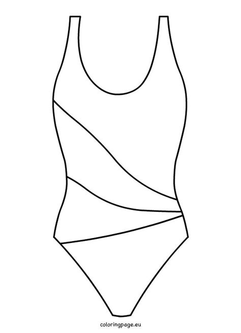 One Piece Swimsuit Clipart Coloring Page Girls Bathing Suits Black