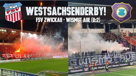 Fsv Zwickau Erzgebirge Aue Ultras Ankunft Pyro Spektakel Beim