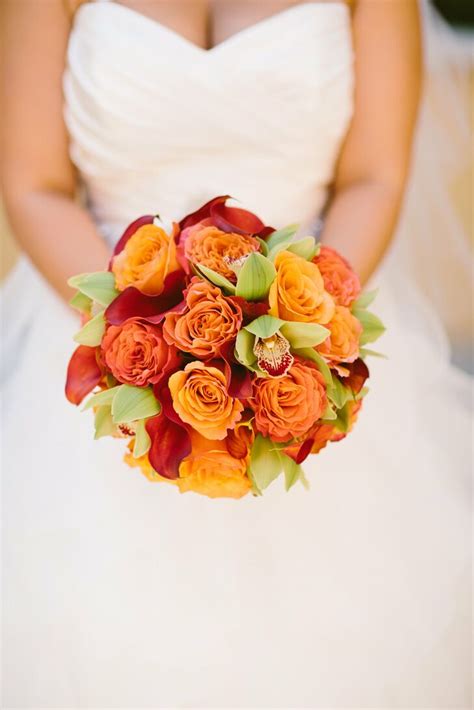 Orange And Red Bridal Bouquet