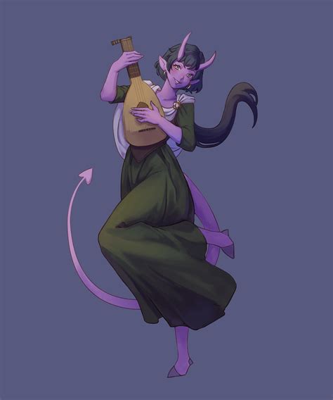 [oc] [art] Song Tiefling Bard Commission R Dnd