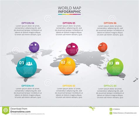 Mappa Di Mondo Di Vettore Con Gli Elementi Infographic Illustrazione