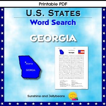 Georgia Word Search Puzzle U S States Geography Activity Grades 4