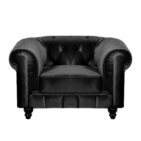 Fauteuil Chesterfield Velours Noir CHESTERFIELD 1 Place Vintage