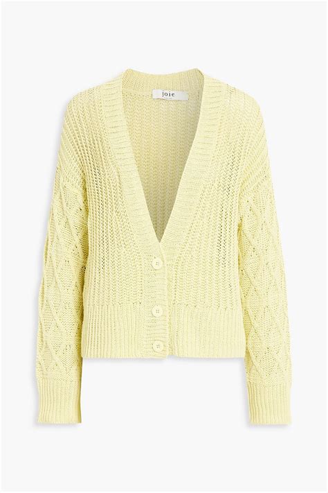 Joie Deming Cable Knit Cotton And Linen Blend Cardigan The Outnet