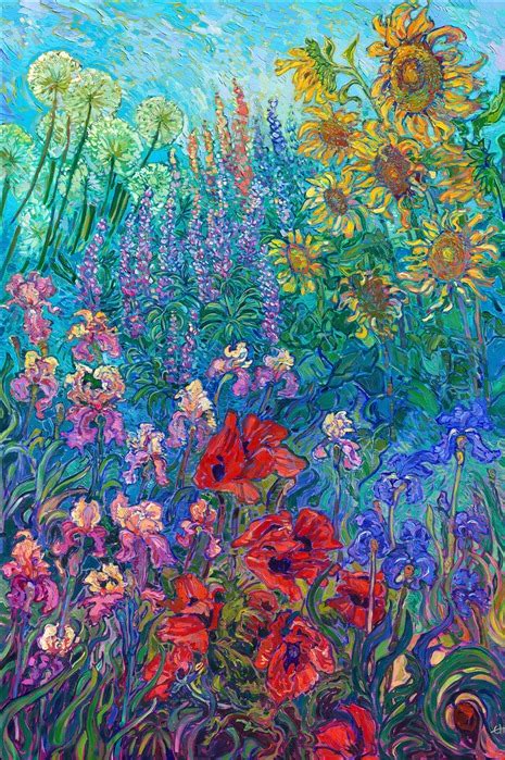 Iris Garden - Contemporary Impressionism Paintings by Erin Hanson