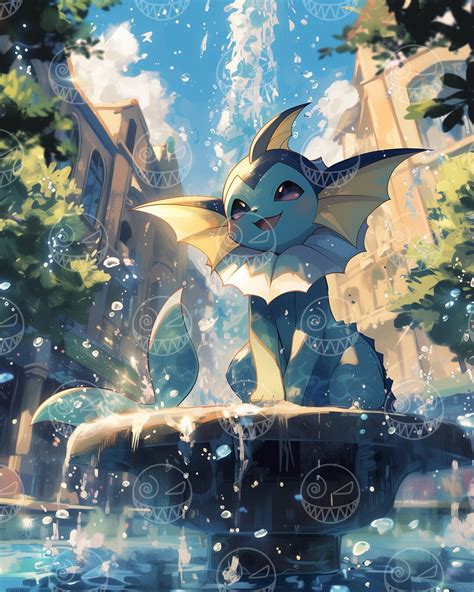 Eeveelution Vaporeon Anime Art, Bedroom Art, Gamer Home Decor, First ...