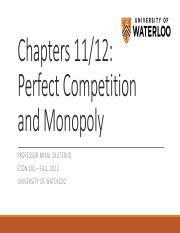 Econ101 Chapter11 12 Fall2022 Pdf Chapters 11 12 Perfect Competition