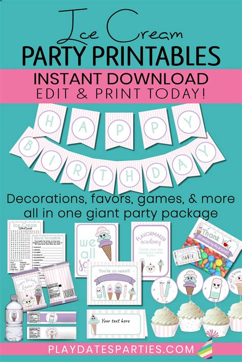 Ice Cream Party Printables Giant Bundle Playdates To Parties