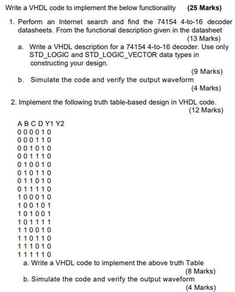 Write A Vhdl Code To Implement The Below Chegg