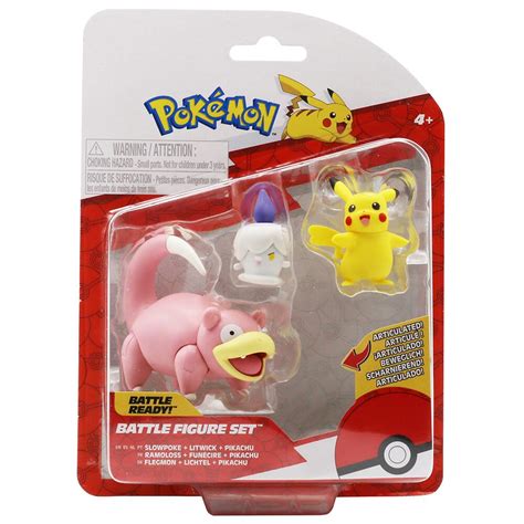 Pokemon Battle Figure Set SLOWPOKE LITWICK And PIKACHU 3 Pack