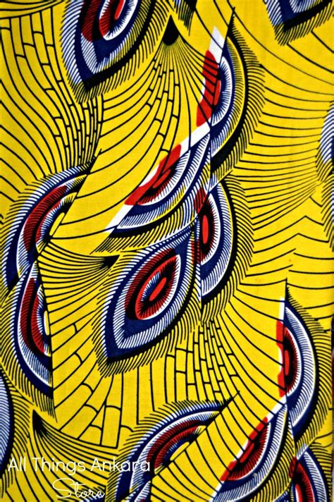 Ankara Fabric Of The Day Yellow Blue Red White Leaves Wax Prints All