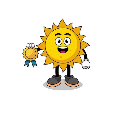 Ilustração dos desenhos animados do sol medalha de satisfação