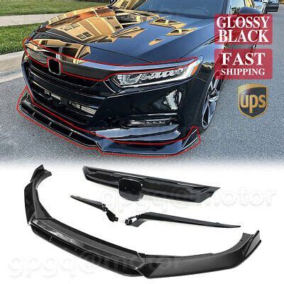 For Honda Accord 18 20 Glossy Black Front Bumper Lip Splitter Front