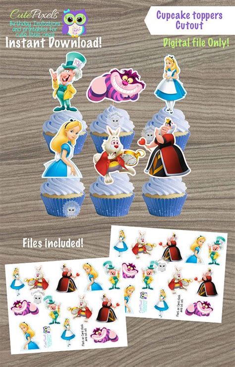 Alice In Wonderland Cupcake Toppers Printable