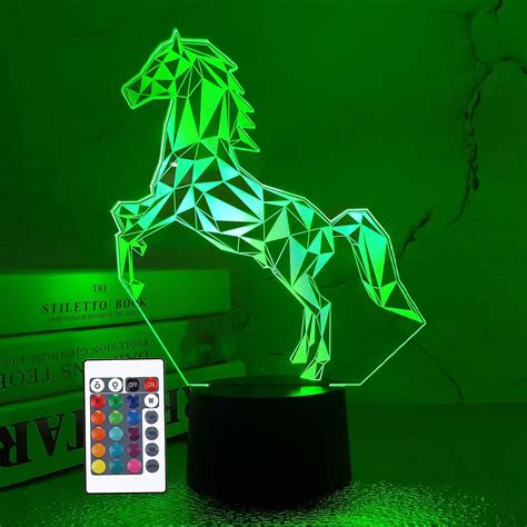 TOYANDONA Animal Nuit Lumière 3D Cheval Illusion Lampe USB Alimenté LED