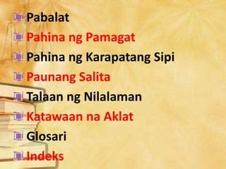 Bahagi ng aklat | PPT