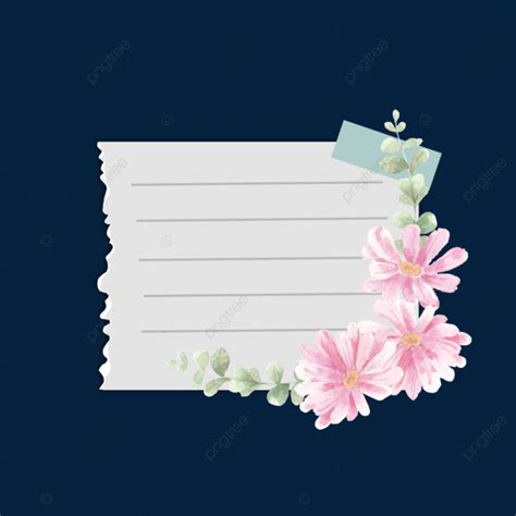 Wild Flower Watercolor White Transparent Note Paper With Light Pink