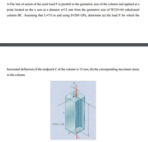 The Line Of Action Of The Axial Load P Is Parallel To