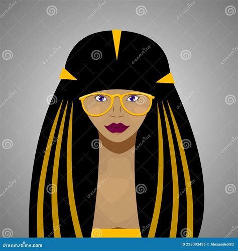 Portrait Of Beautiful Brunette Woman With Glasses Vector Illustration Stock Vector