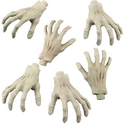 Cagemoga 6 Pack Halloween Skeleton Hands Realistic Plastic Hands Fake