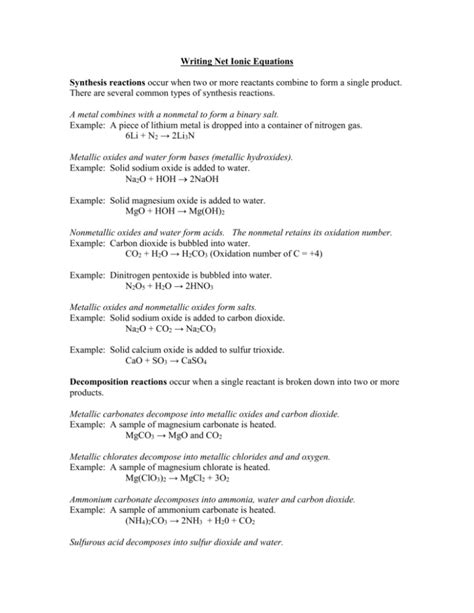 Sodium Carbonate Plus Hydrochloric Acid Complete Ionic Equation ...