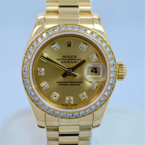 Rolex Ladies President 179138 Datejust 18k Yellow Gold Diamond K Serial Champagne Box Papers