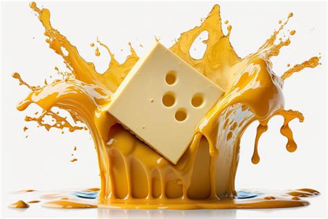 A Delicious Melting Cheese Splash In A Realistic Style Hot Cheese Or