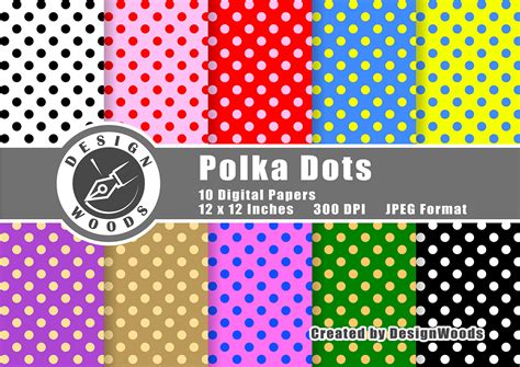 10 Colorful Polka Dot Digital Pattern Graphic by Design Woods ...