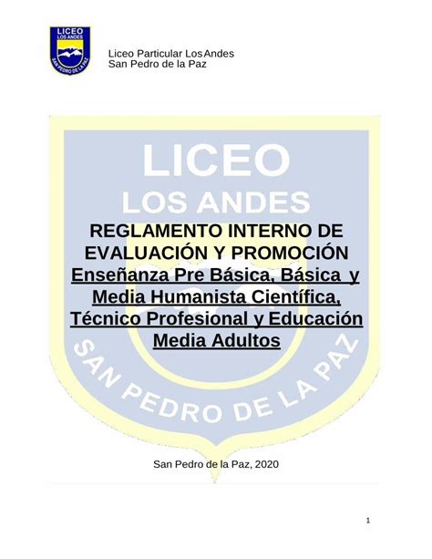 Pdf Reglamento Interno De Evaluaci N Y Promoci N Como Un Eje