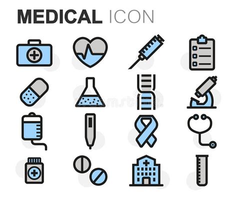 Línea Plana Iconos Médicos Del Vector Fijados Stock de ilustración