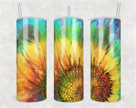 Tie Dye Sunflower Sublimation Transfer Tumbler Wrap 20oz Read Descrip