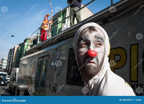 Performer Taking Part In Milan Clown Festival Editorial