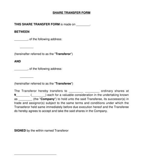 Share Transfer Form Fillable Printable Forms Free Online