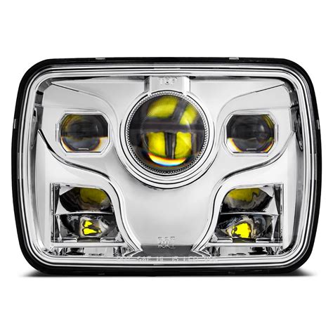 Lumen® Sb7667hl Chr 7x6 Rectangular Black Projector Led Headlights