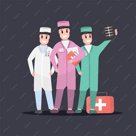Premium Vector | Doctors medical workers set cartoon flat male