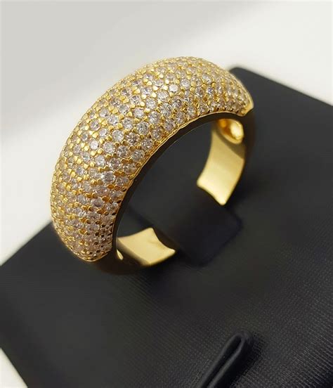 Anel 8 Fileiras Micro Zircônia Cristal Banhado em Ouro 18K